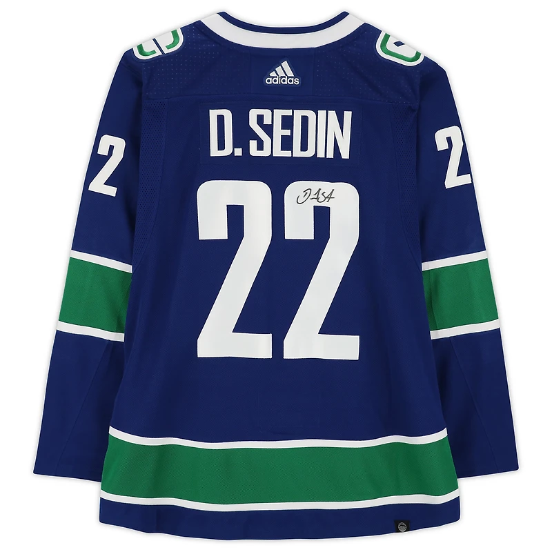 Daniel Sedin Vancouver Canucks Maillot Authentique Adidas Bleu Autographié