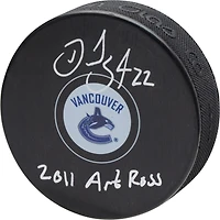 Daniel Sedin Vancouver Canucks Autographed Hockey Puck with "2011 Art Ross" Inscription