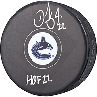 Daniel Sedin Vancouver Canucks Autographed Hockey Puck with "HOF 22" Inscription