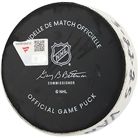 Rondelle de but utilisée par Drew O'Connor lors du match des Canucks de Vancouver contre les Rangers de New York, le 22 mars 2025