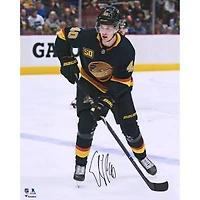Elias Pettersson Vancouver Canucks Autographed 16" x 20" Black Alternate Jersey Skating Photograph