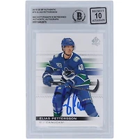 Carte autographiée 2019-20 Upper Deck SP Authentic #79 Beckett Fanatics Witnessed Authenticated 10 des Canucks de Vancouver d'Elias Pettersson