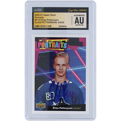 Carte autographiée 2020-21 Upper Deck Series 1 Portraits #P-16 CGC Fanatics Witnessed Authenticated Auto 10 des Canucks de Vancouver