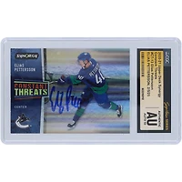 Carte autographiée 2020-21 Upper Deck Synergy Constant Threats #CT-13 des Canucks de Vancouver par Elias Pettersson, fanatiques de la CGC, authentifiée et témoin de la carte Auto 10