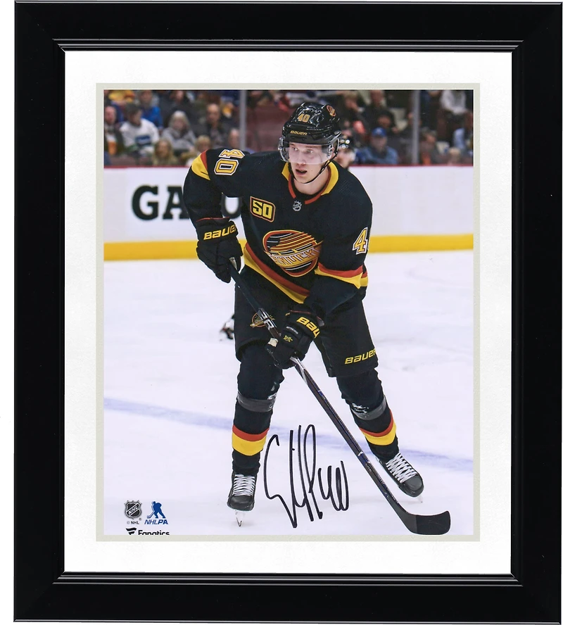 Elias Pettersson Vancouver Canucks Autographed 8" x 10" Black Alternate Jersey Skating Photograph