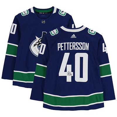 Elias Pettersson Vancouver Canucks Maillot Authentique Adidas Bleu Autographié