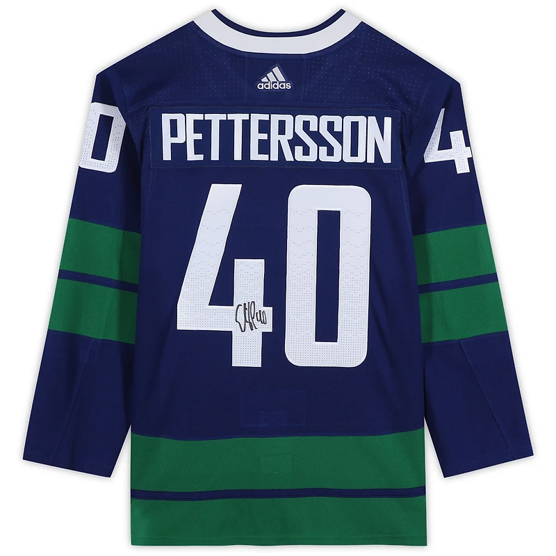 Elias Pettersson Vancouver Canucks Autographié Bleu Alternatif Adidas Authentique Maillot