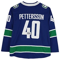 Elias Pettersson Vancouver Canucks Maillot Breakaway bleu dédicacé des Canucks alternatifs