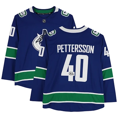 Elias Pettersson Vancouver Canucks Maillot Breakaway bleu dédicacé des Canucks alternatifs