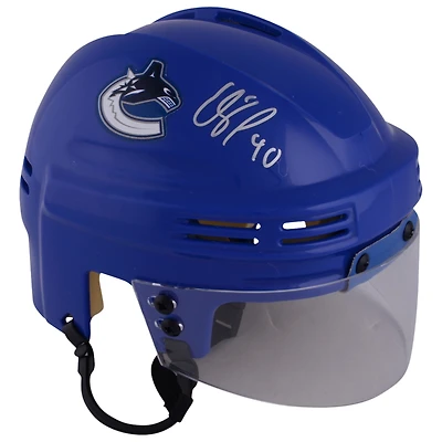 Elias Pettersson Mini-casque bleu autographié des Canucks de Vancouver