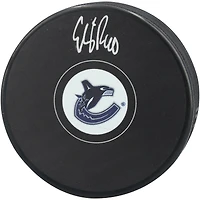 Rondelle de hockey autographiée avec logo des Canucks de Vancouver par Elias Pettersson
