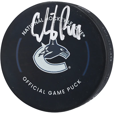 Rondelle de match officielle autographiée par Elias Pettersson des Canucks de Vancouver
