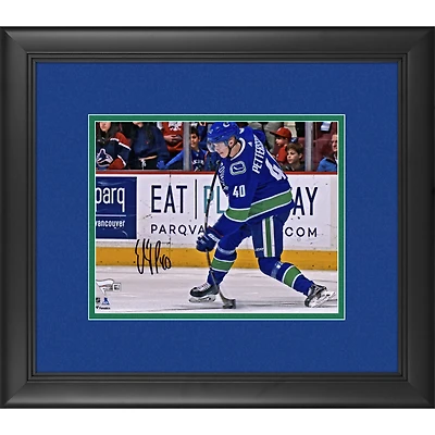 Elias Pettersson Vancouver Canucks Framed Autographed 8" x 10" Blue Jersey Shooting Photograph