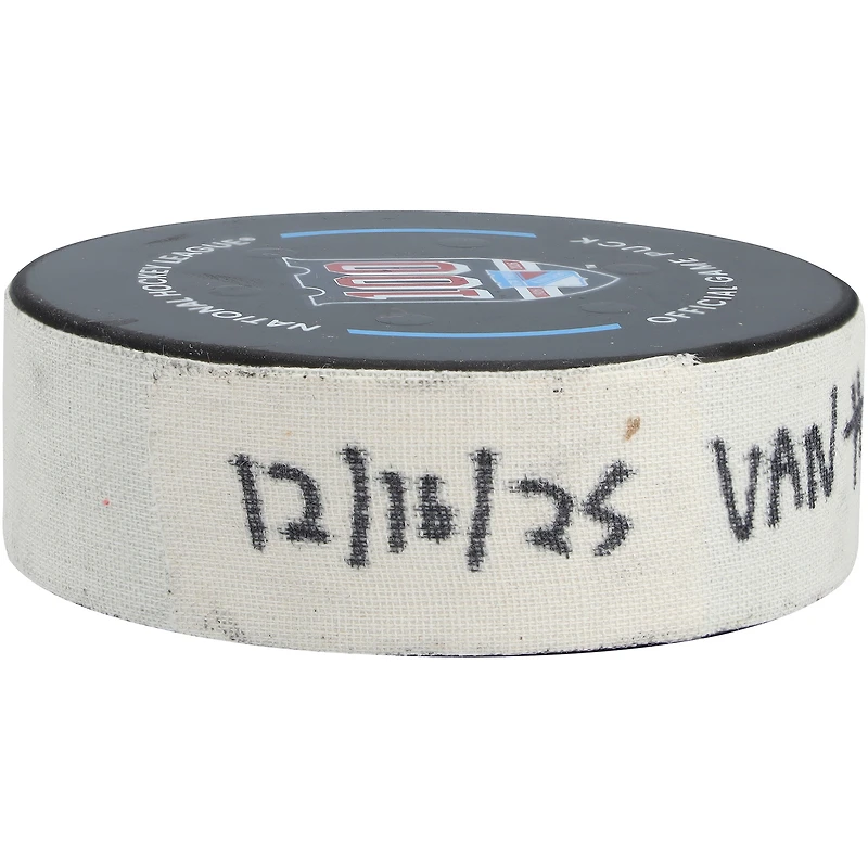 Evander Kane Vancouver Canucks Game-Used Goal Puck vs. New York Rangers on December 16, 2025