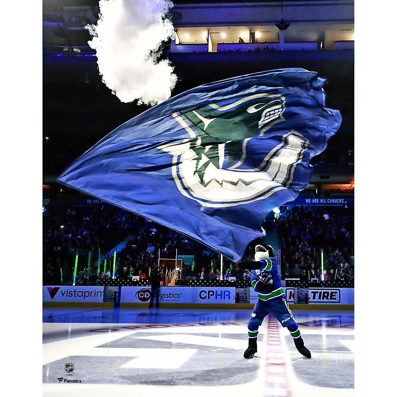 Fin The Whale Vancouver Canucks Unsigned Waving Flag Photograph