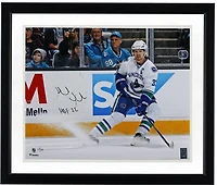 Henrik Sedin Vancouver Canucks Autographed 16" x 20" White Jersey Stopping Photograph with "HOF 22" Inscription - Limited Edition of 33
