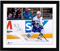 Henrik Sedin Vancouver Canucks Autographed 16" x 20" White Jersey Stopping Photograph