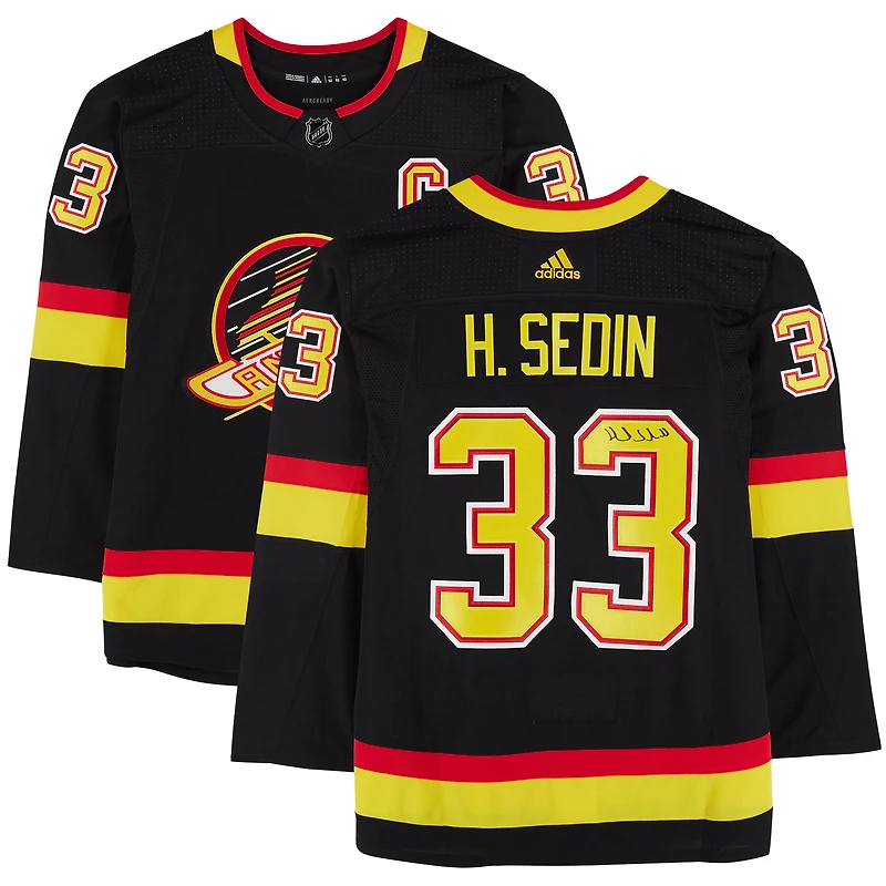 V106832 Maillot authentique Adidas alternatif noir autographié par Henrik Sedin des Canucks de Vancouver Maillot AUT HK Henrik Sedin 45602 AUTJERHOC JRSYSE0151