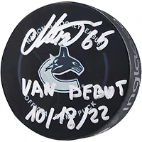 Ilya Mikheyev Vancouver Canucks Autographed Official Game Puck with "Van Debut 10/18/22" Inscription