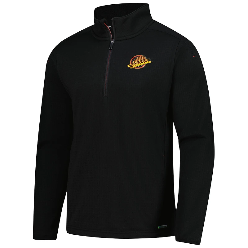 Veste polaire à glissière quart de tour Authentic Pro noire des Vancouver Canucks Fanatics pour homme