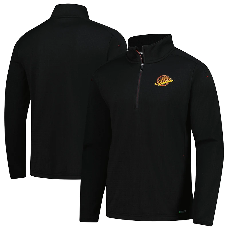Veste polaire à glissière quart de tour Authentic Pro noire des Vancouver Canucks Fanatics pour homme