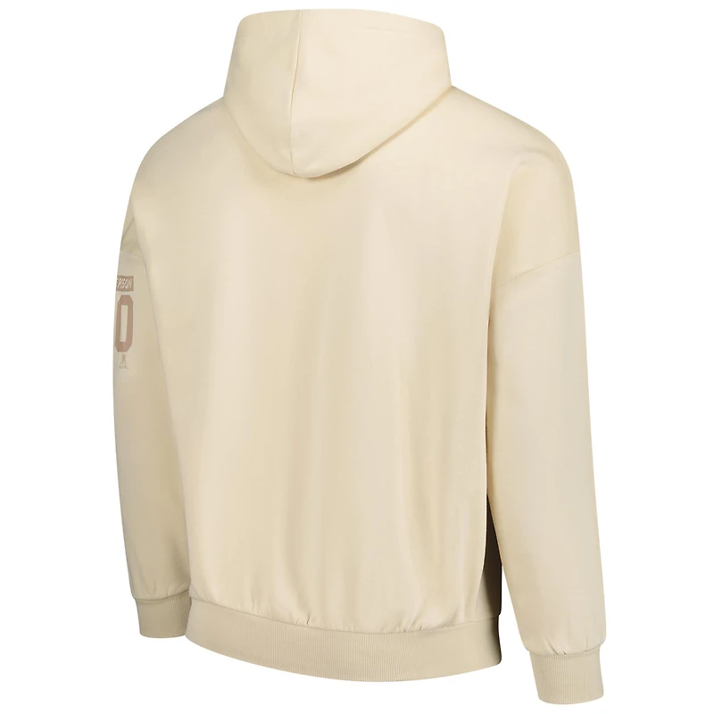 Sweat à capuche kaki pour homme avec nom et numéro des Vancouver Canucks de Levelwear Elias Pettersson
