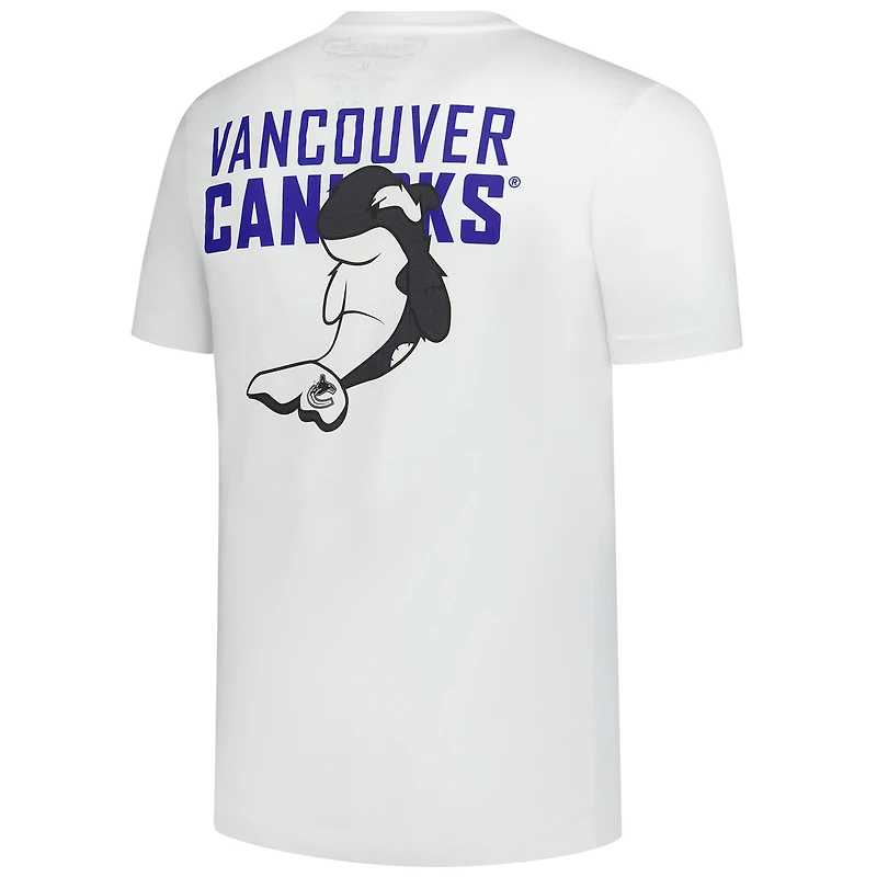T-shirt en peluche blanc pour homme Mitchell & Ness Vancouver Canucks