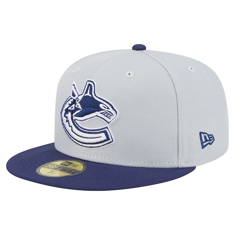 Men's New Era Gray/Navy Vancouver Canucks Colorpack Two-Tone 59FIFTY Fitted Hat