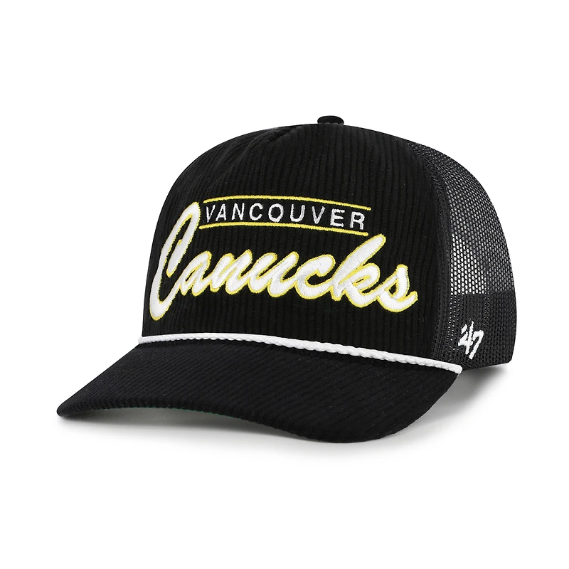 Men's '47  Black Vancouver Canucks Double Header Mesh Hitch Adjustable Hat