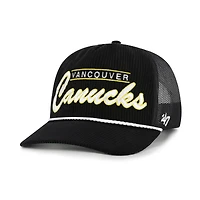 Men's '47  Black Vancouver Canucks Double Header Mesh Hitch Adjustable Hat