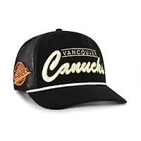 Men's '47  Black Vancouver Canucks Double Header Mesh Hitch Adjustable Hat