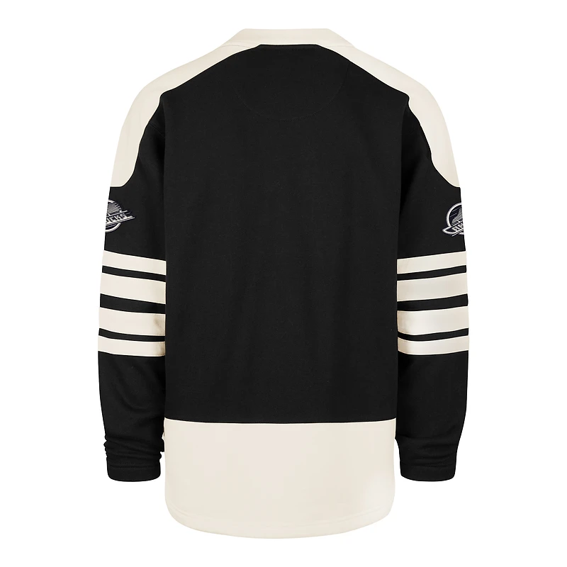 Men's '47  Black Vancouver Canucks Golden Age Sweep Check Eternal Lacer Hoodie