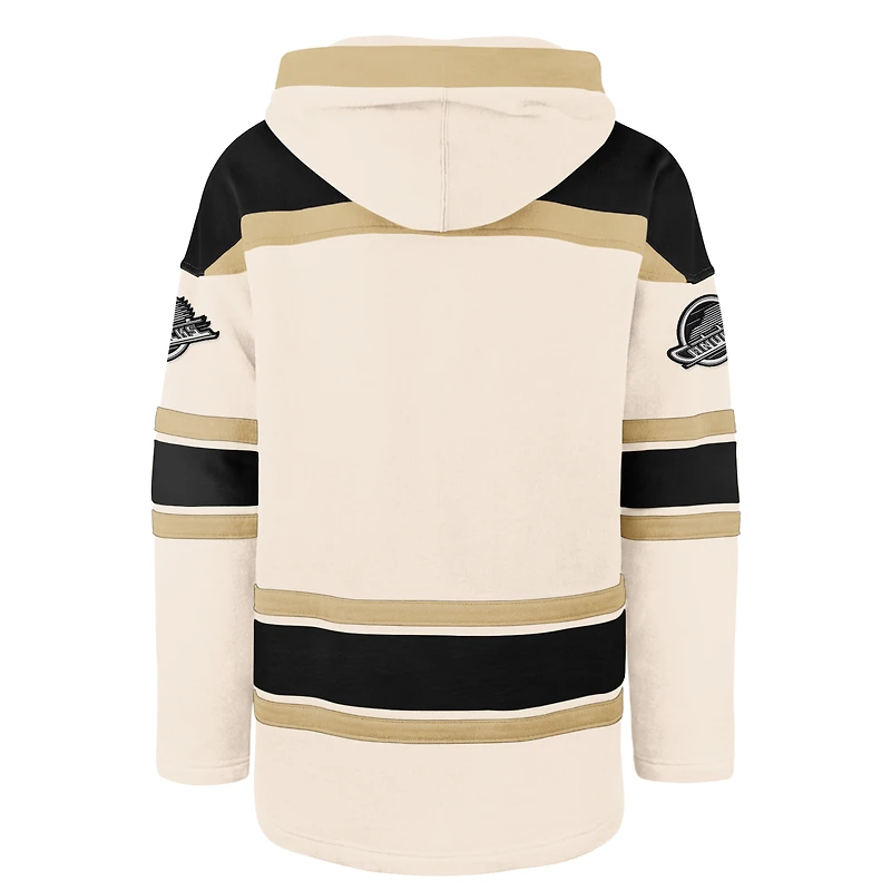 Sweat à capuche enfiler Superior Lacer pour homme, couleur crème, Vancouver Canucks, 47