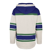 Men's '47 Oatmeal Vancouver Canucks Rockaway Lace-Up Pullover Hoodie