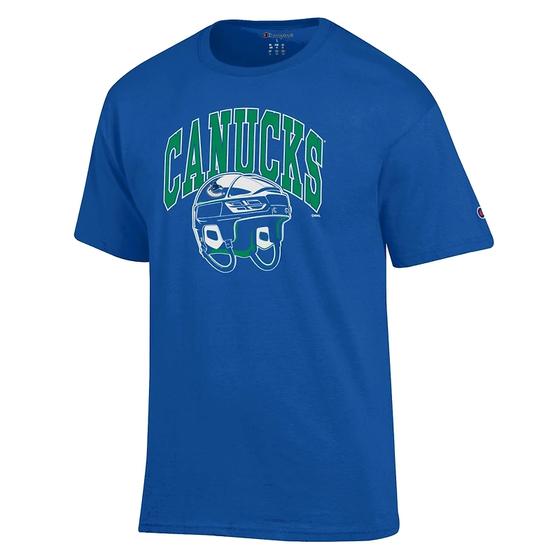 Men's Champion Royal Vancouver Canucks Helmet T-Shirt