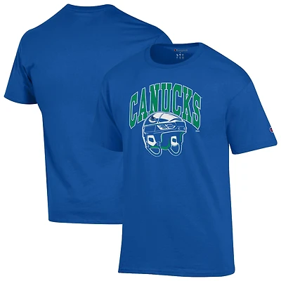 Men's Champion Royal Vancouver Canucks Helmet T-Shirt