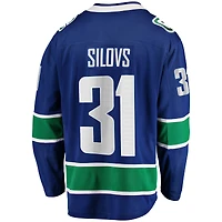 Fanatics pour hommes Arturs Silovs bleu Vancouver Canucks Home Premier Breakaway Player - Maillot