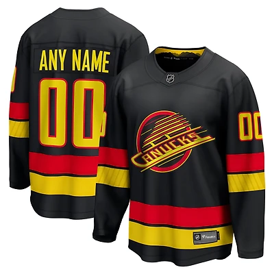 Maillot personnalisé noir Fanatics des Canucks de Vancouver pour hommes