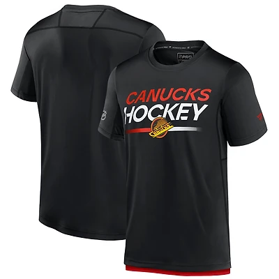 T-shirt authentique Pro Tech Fanatics pour homme, noir, Vancouver Canucks