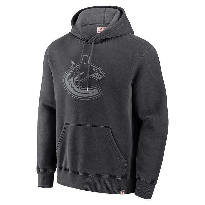 Sweat à capuche en polaire noir pour hommes Fanatics Vancouver Canucks fabriqué au Canada