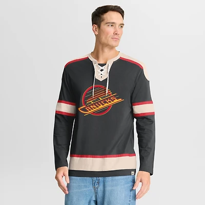 Men's Fanatics Black Vancouver Canucks Vintage Top Shelf Long Sleeve Shirt
