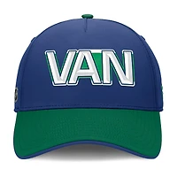 Casquette Fanatics bleu/vert pour homme des Vancouver Canucks Authentic Pro Rink Team Code Flex