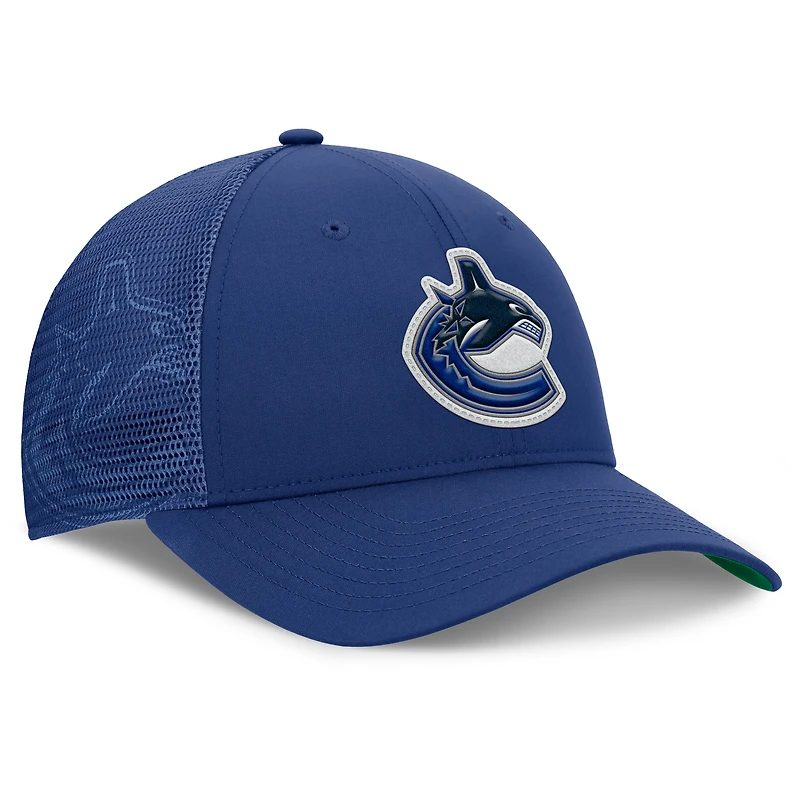 Casquette ajustable Fanatics Blue Vancouver Canucks Authentic Pro Home Ice Trucker pour homme