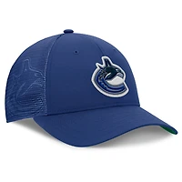 Casquette ajustable Fanatics Blue Vancouver Canucks Authentic Pro Home Ice Trucker pour homme