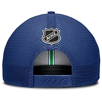 Casquette ajustable Fanatics Blue Vancouver Canucks Authentic Pro Home Ice Trucker pour homme