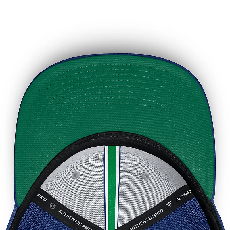 Men's Fanatics Blue Vancouver Canucks Authentic Pro Home Ice Trucker Adjustable Hat