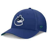 Casquette ajustable Fanatics Blue Vancouver Canucks Authentic Pro Home Ice Trucker pour homme