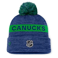 Bonnet en tricot à revers avec pompon authentique Pro Rink des Canucks de Vancouver bleu Fanatics pour homme
