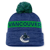 Bonnet en tricot à revers avec pompon authentique Pro Rink des Canucks de Vancouver bleu Fanatics pour homme