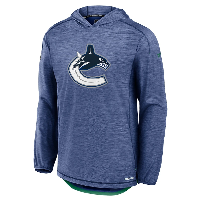 Men's Fanatics  Blue Vancouver Canucks Authentic Pro Rink Lightweight Pullover Hoodie